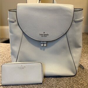 Kate Spade Sky Blue Backpack and Wallet